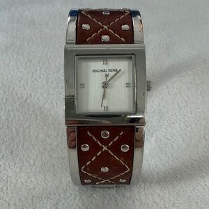 Michael Kors Silver and Brown Leather Watch